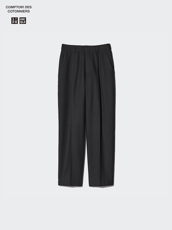 Tweed Pleated Tapered Trousers