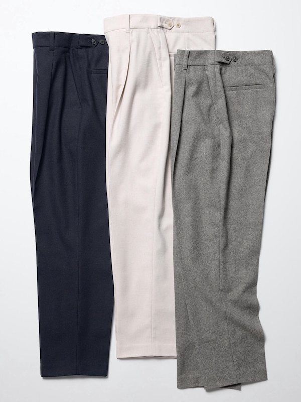 Tweed Pleated Tapered Pants