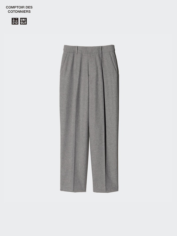 Tweed Pleated Tapered Pants