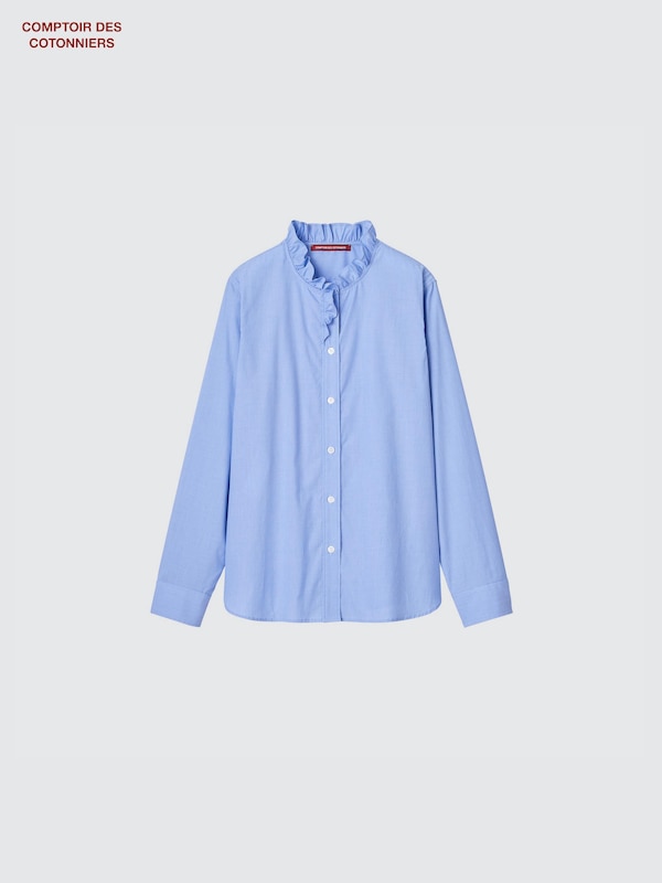 Women's Cotton Stretch Frill Shirt UNIQLO SK