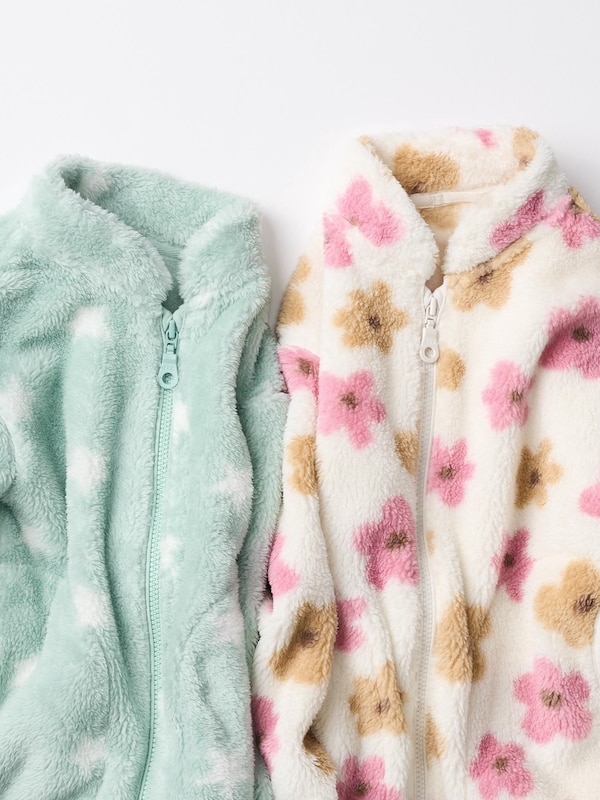 Baby Fluffy Yarn Fleece Full-Zip Jacket | Printed