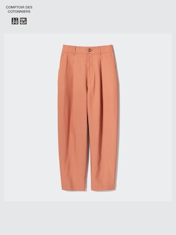 Linen Blend Pleated Tapered Trousers (Longer)