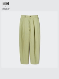Linen Blend Pleated Tapered Trousers (Longer)