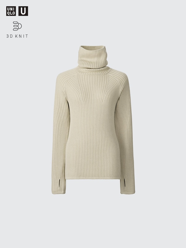 3D Knit Merino Blend Turtleneck Jumper