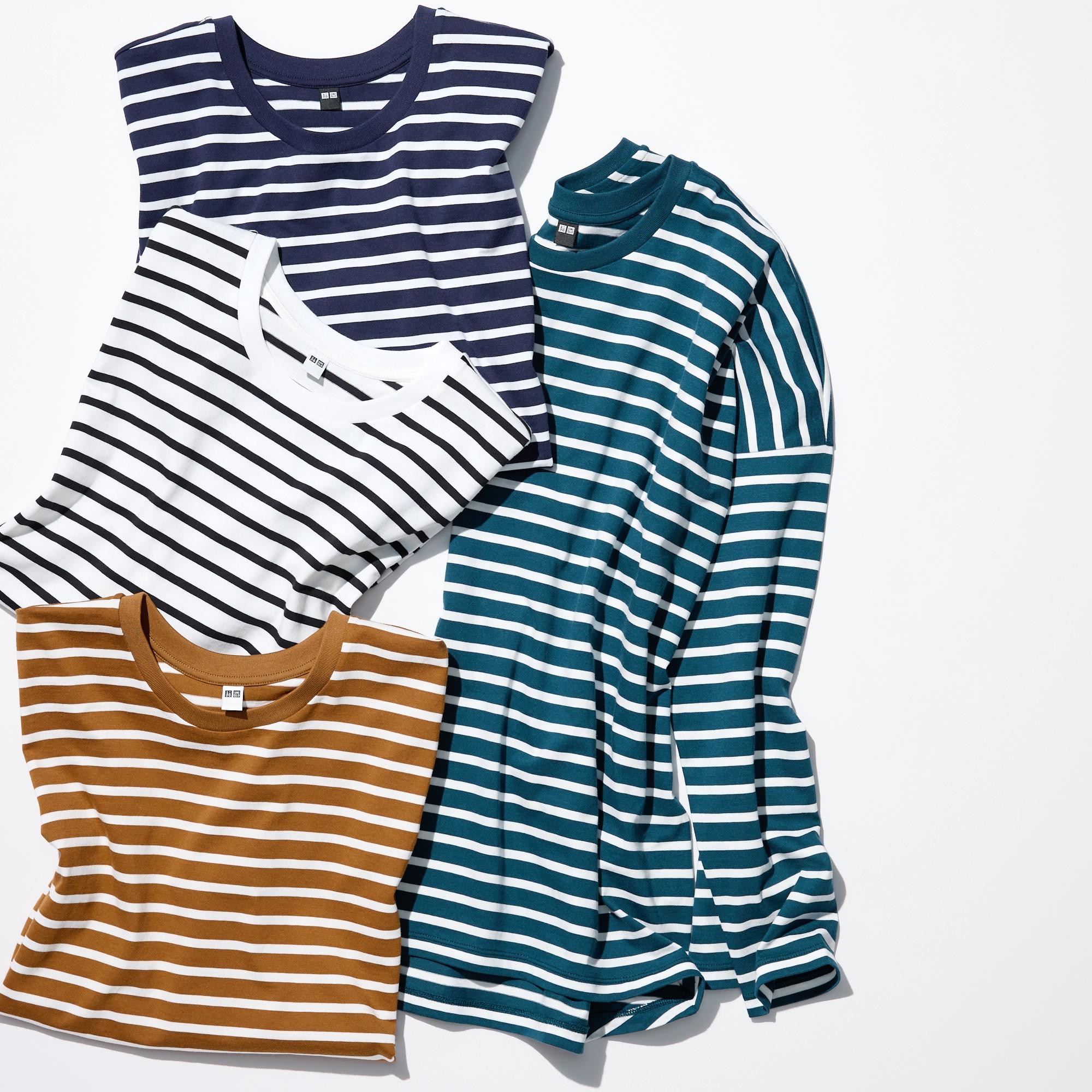 SMOOTH COTTON RELAXED SILHOUETTE STRIPED T-SHIRT | LONG SLEEVE