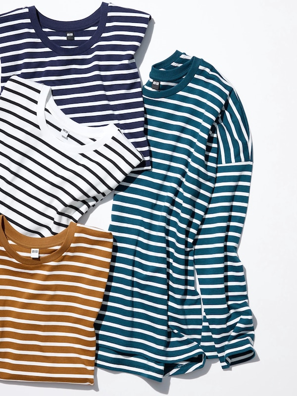 Smooth Cotton Oversized T-Shirt | Striped | UNIQLO US