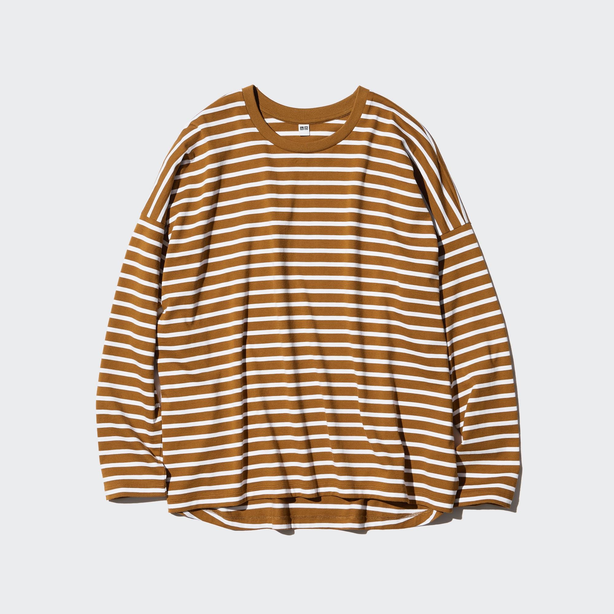 SMOOTH COTTON RELAXED SILHOUETTE STRIPED T-SHIRT | LONG SLEEVE