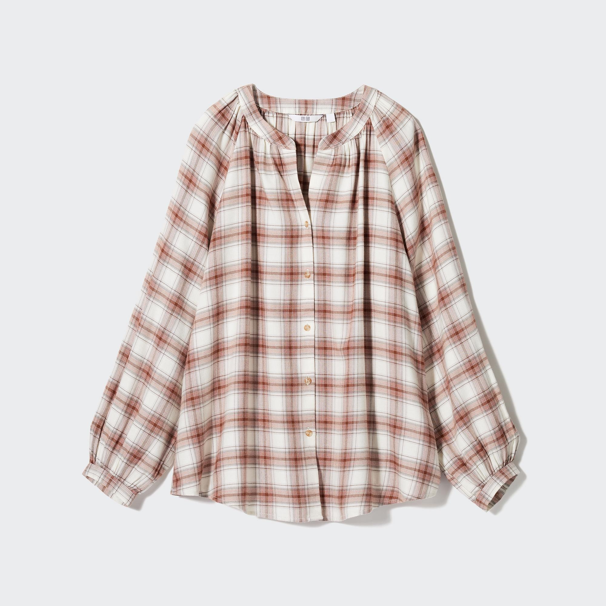 SOFT FLANNEL GATHERED BLOUSE