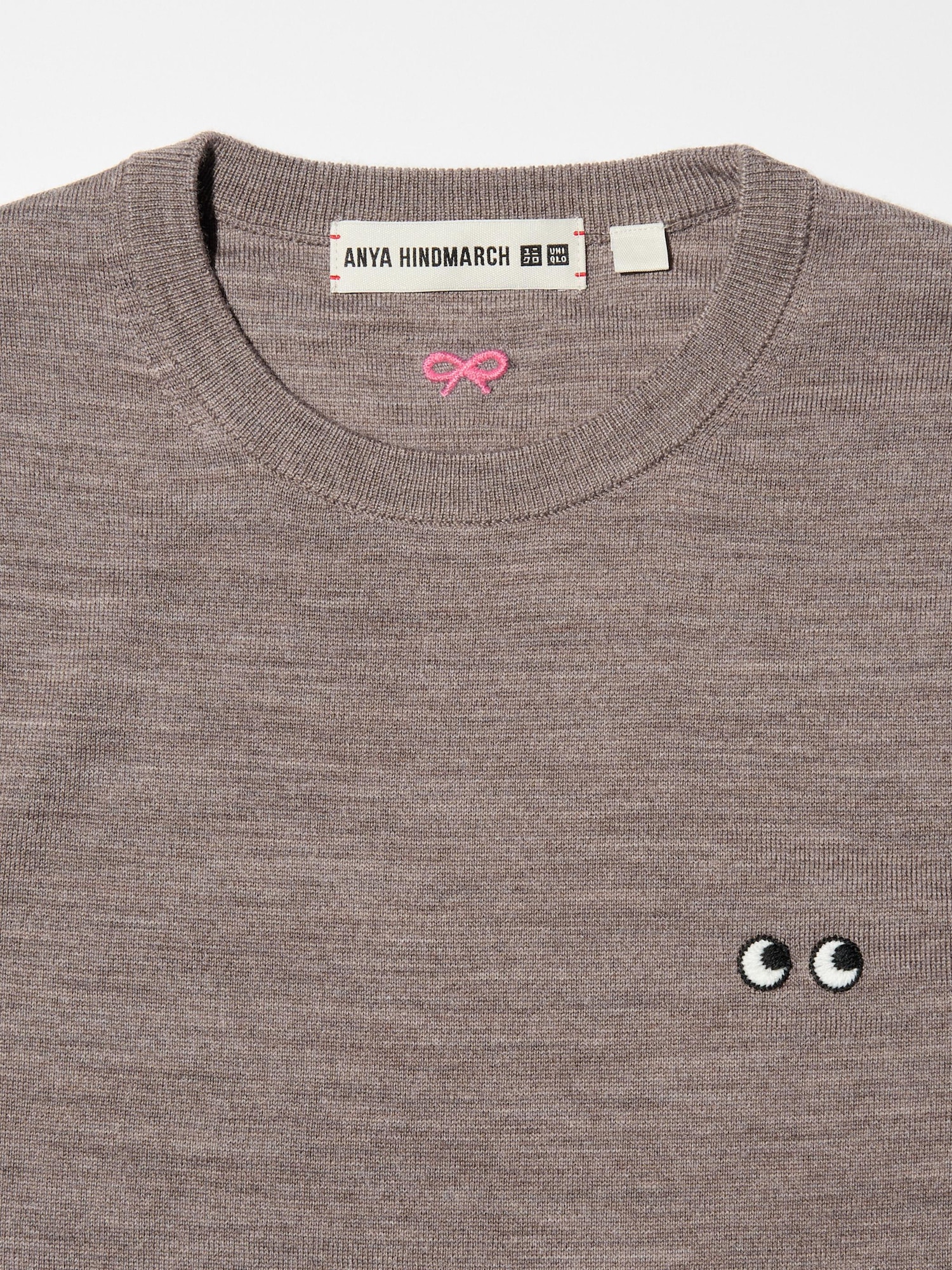 UNIQLO ANYA HINDMARCH ニット　グレー　XXL UNIQLO x ANYA HINDMARCH プレミアムラムクルーネックセーター (UNIQLO
