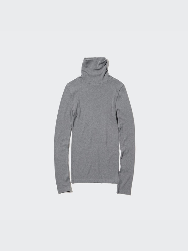 HEATTECH Extra Warm Seamless Ribbed Turtleneck Thermal Long Sleeved T-Shirt