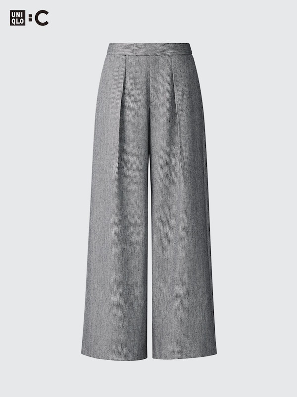 Pleated Wide Pants | Tweed