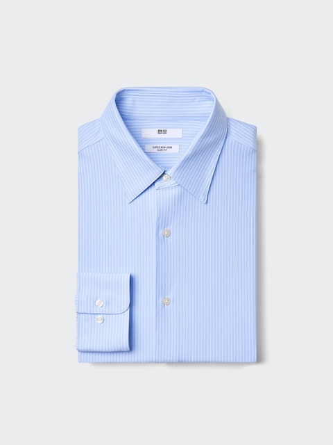 Uniqlo - Chemise Sans Repassage En Jersey (Rayée) - Bleu - L