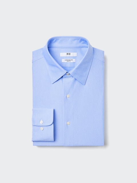 Uniqlo - Chemise Sans Repassage En Jersey Coupe Slim (Rayée) - Bleu - M