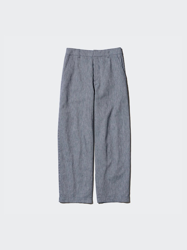 Linen Cotton Tapered Pants | Striped