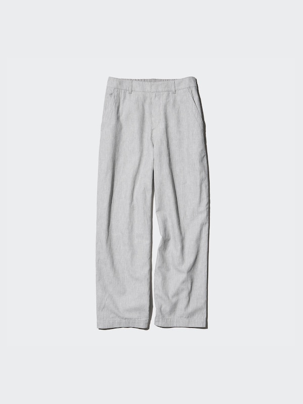 Linen Cotton Tapered Pants | Striped | Tall