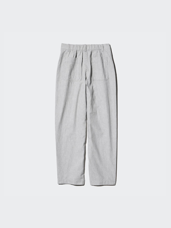 Linen Cotton Tapered Pants | Striped | Tall