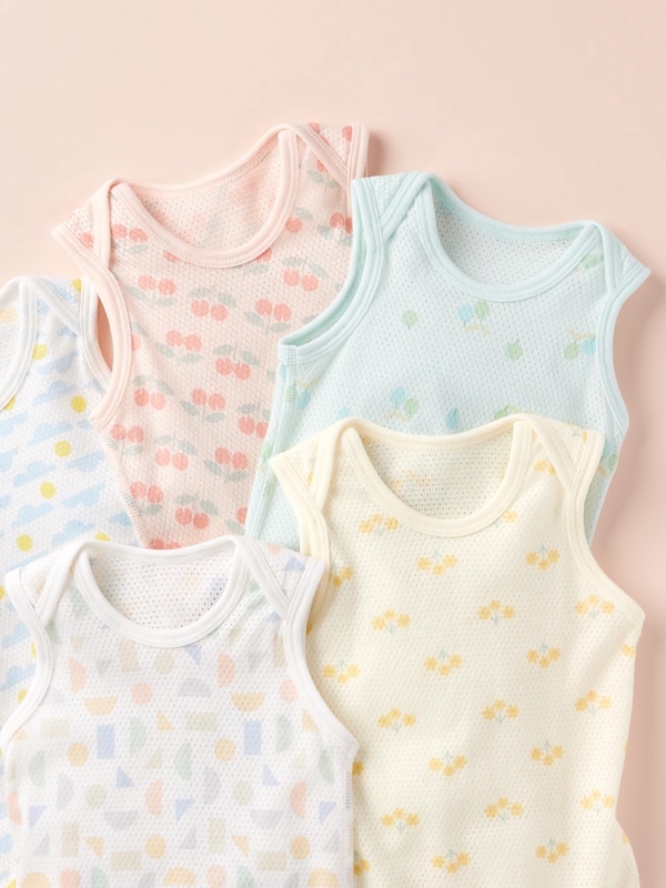 Toddler Cotton Mesh Inner Sleeveless Bodysuit