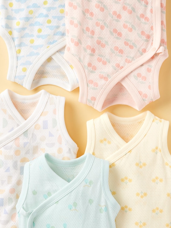 Newborn Cotton Mesh Inner Sleeveless Bodysuit