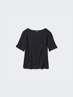 Boat Neck Ribbed T-Shirt | Half Sleeve