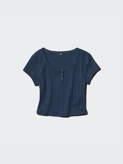 Pointelle Henley Neck T-Shirt
