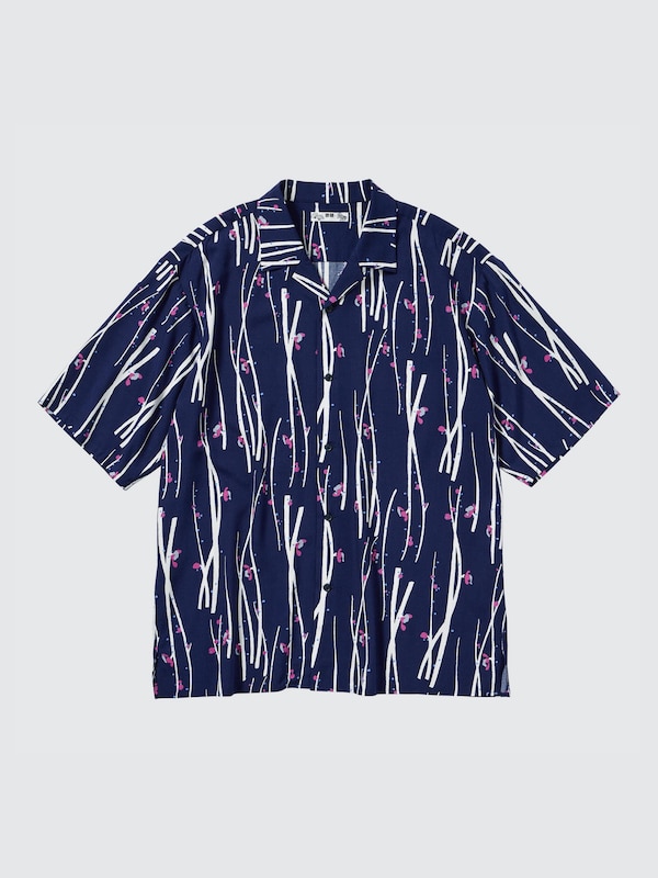 Open Collar Short Sleeve Shirt | Japanese Auspicious Symbol