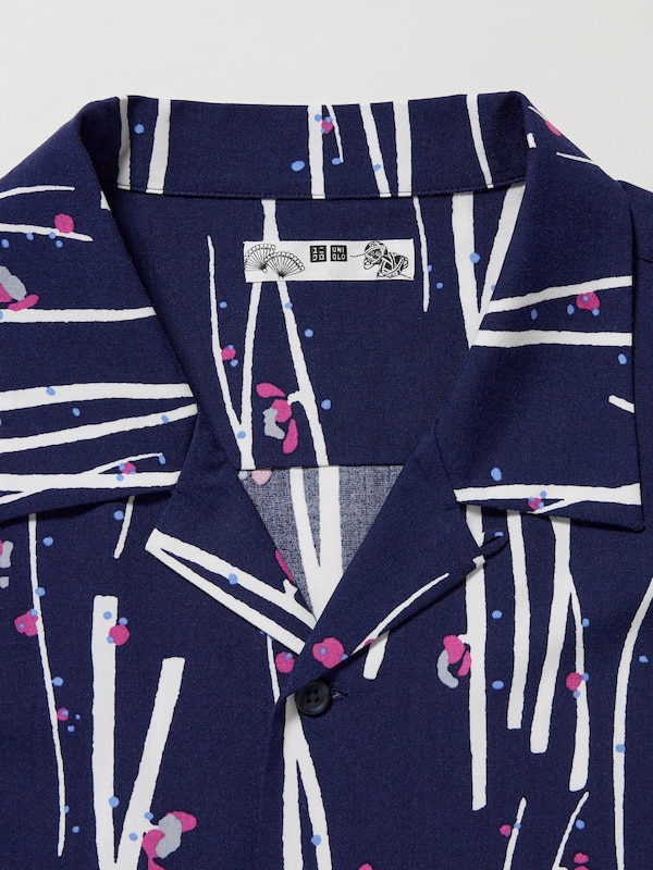 Open Collar Short Sleeve Shirt | Japanese Auspicious Symbol