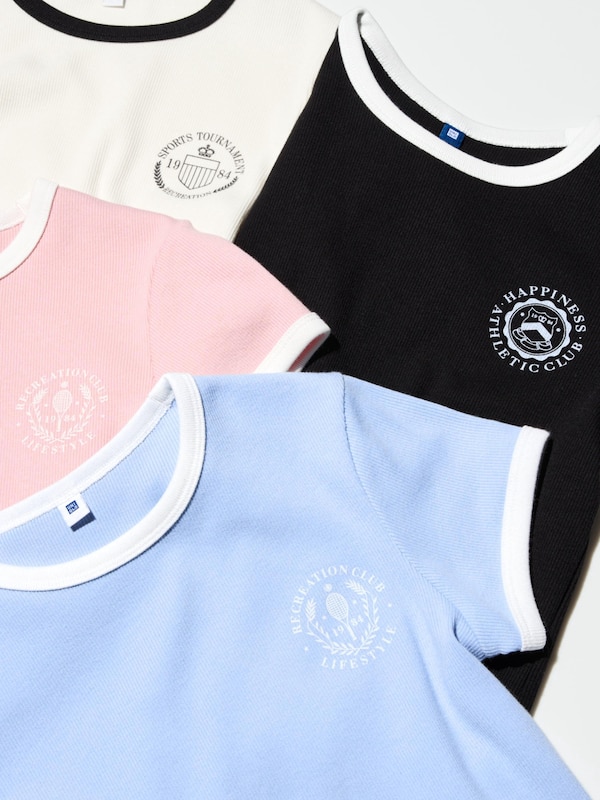 Soft Ribbed Graphic Mini T-Shirt | Contrast Trim