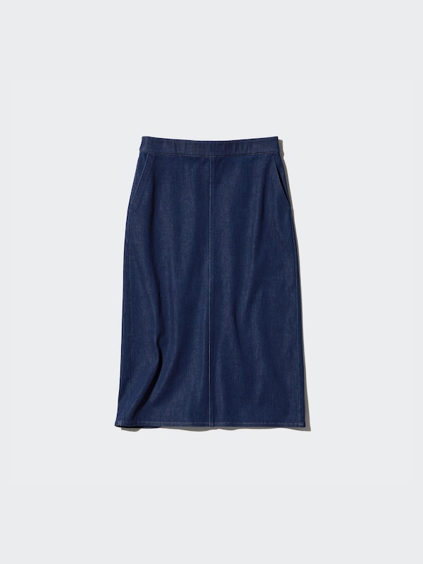 Ultra Stretch Narrow Skirt (Denim, Shorter)