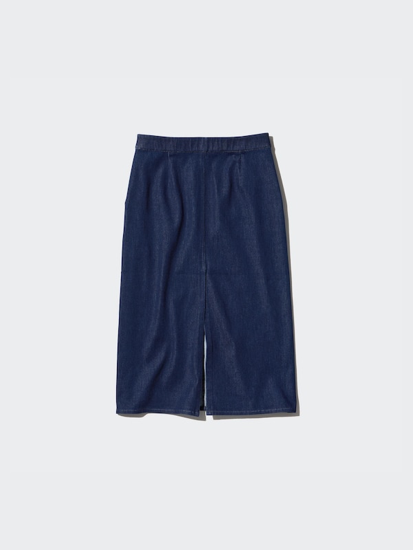 Ultra Stretch Narrow Skirt (Denim, Shorter)