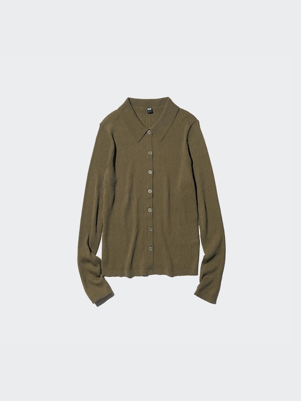 Ribbed Polo Cardigan