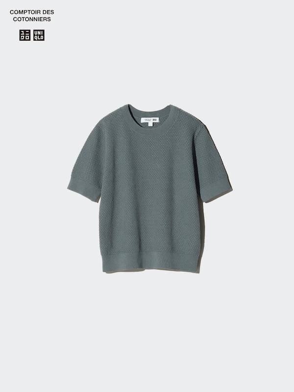 Cotton Popcorn Sweater | Short Sleeve