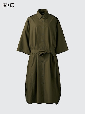 uniqlo u jersey belted long sleeve dress Women's Cotton Oversized Shirt Volume sleeve