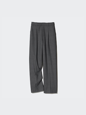 Pleated Wide Trousers (Check, Longer)