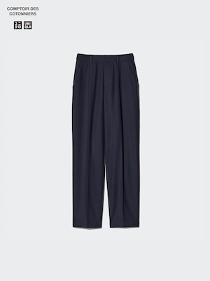 Tweed Pleated Tapered Trousers (Longer)