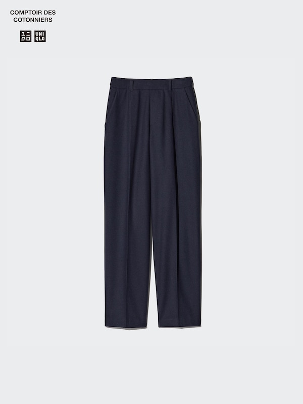 Tweed Pleated Tapered Trousers (Longer)
