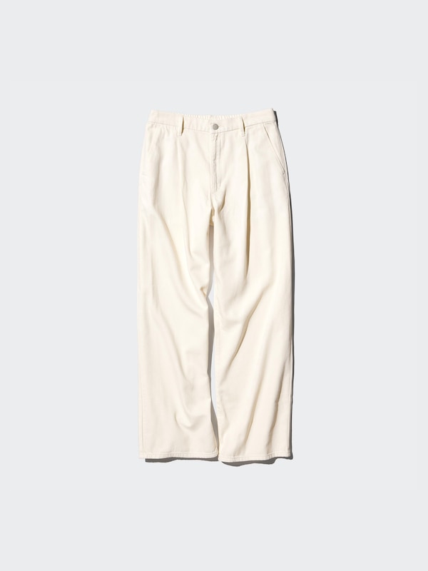 DRAPEY DENIM PLEATED PANTS