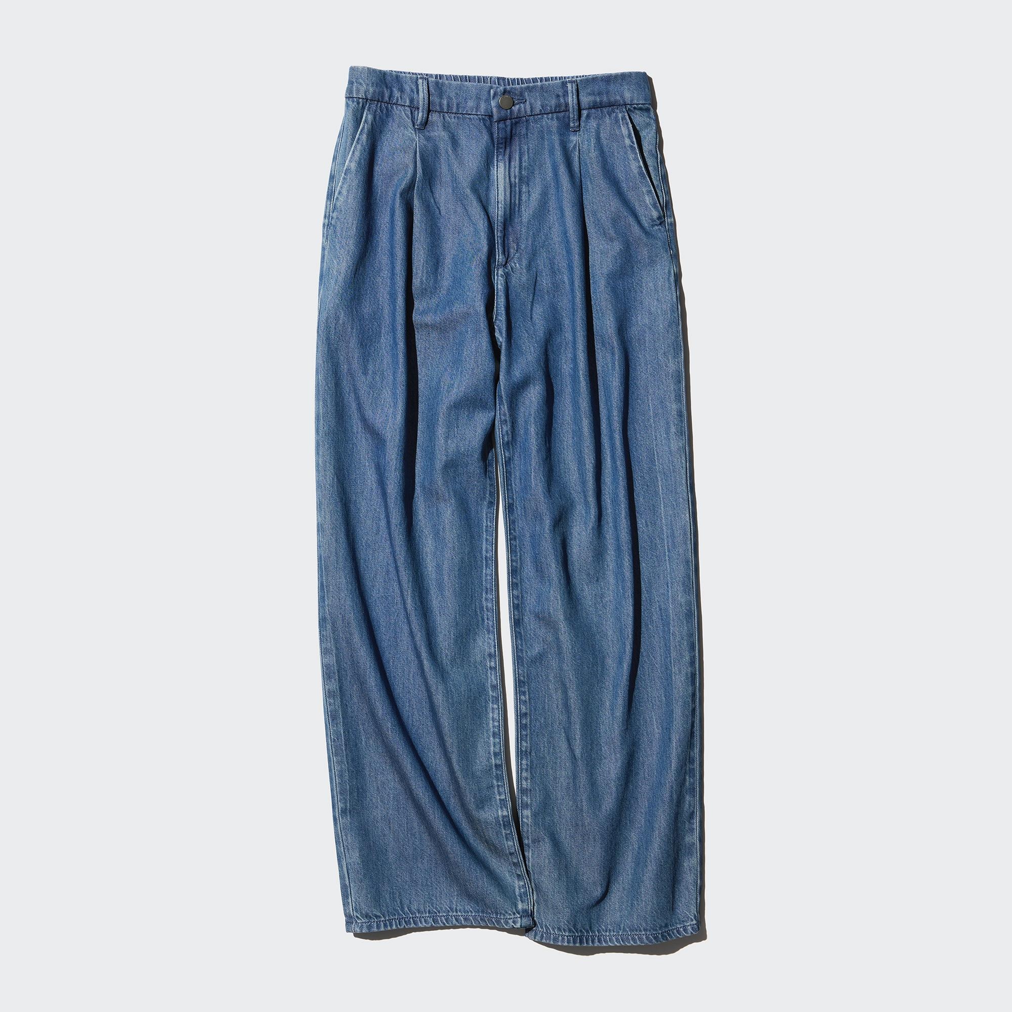 Drapey Denim Pleated Pants