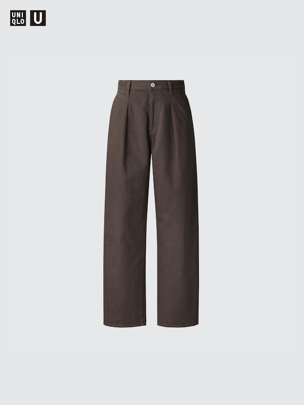 Denim Pleated Trousers (Shorter)