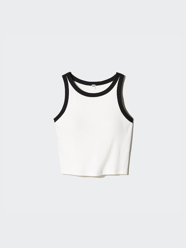 Ribbed Cropped Bra Top | Contrast Trim