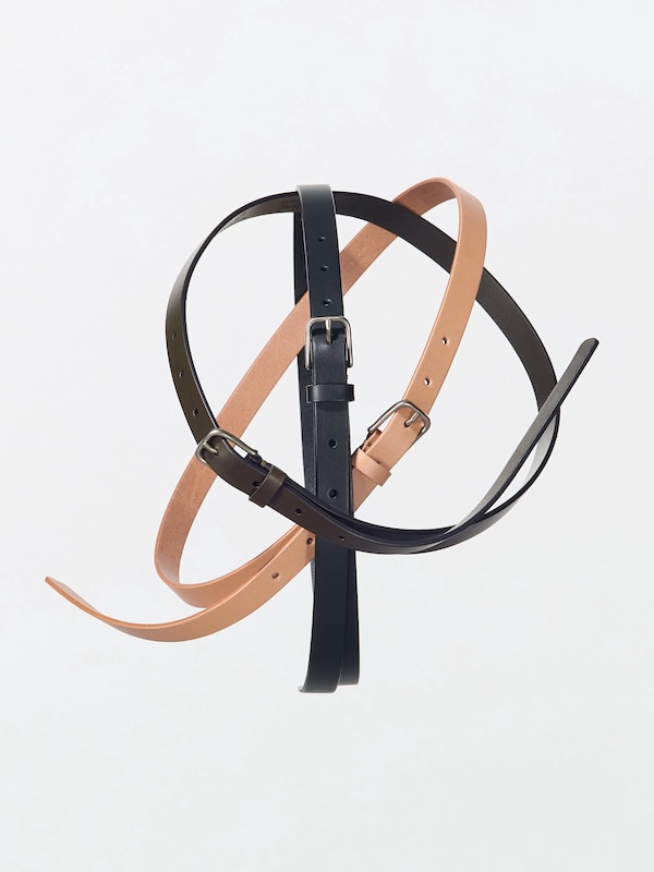 Narrow Long Leather Belt