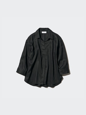 100% Premium Linen Skipper Collar Shirt (3/4 Sleeve)