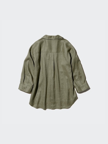 Premium Linen Skipper Collar Shirt 3/4 Sleeve