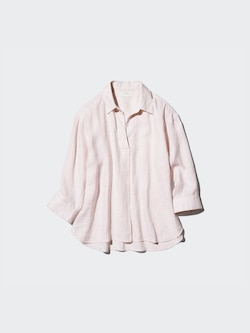 100% European Premium Linen Skipper Collar 3/4 Sleeve Shirt