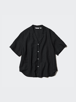 Camisa lino mezcla cuello abierto