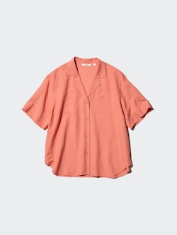 Linen Blend Open Collar Short Sleeve Shirt