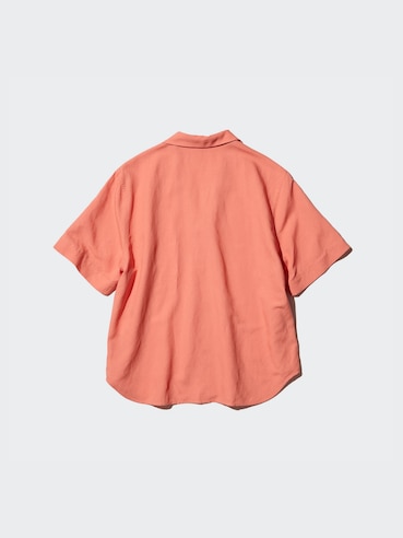 LINEN BLEND OPEN COLLAR SHIRT