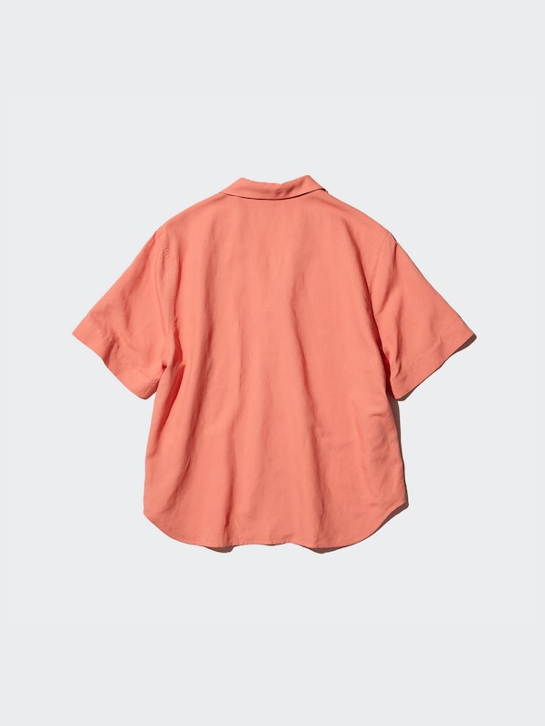 Linen Blend Open Collar Shirt