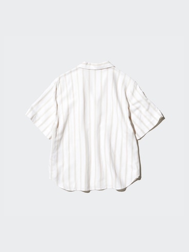 LINEN BLEND OPEN COLLAR SHIRT