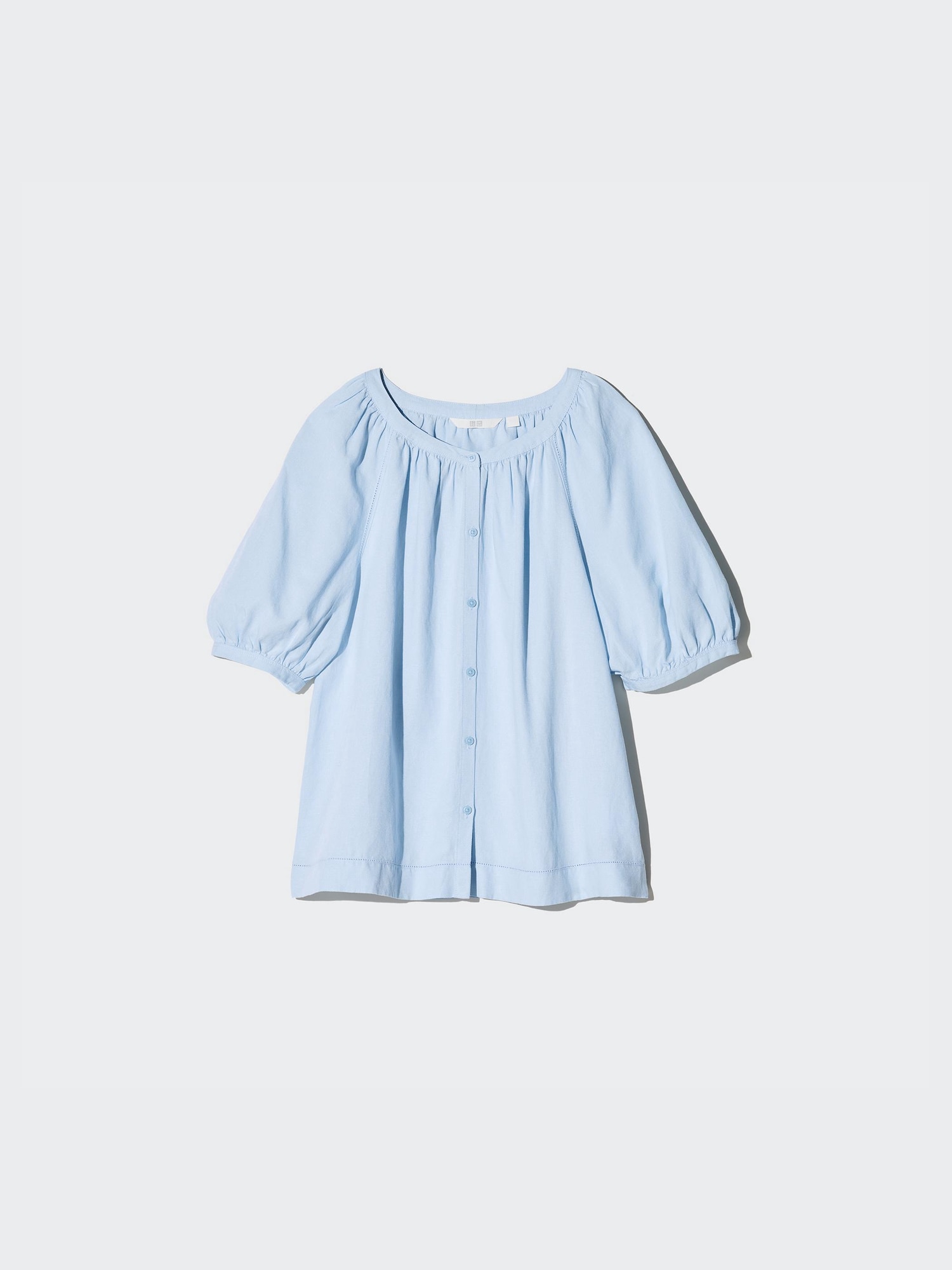 Linen Blend Volume Sleeve Blouse - thumbnail 3