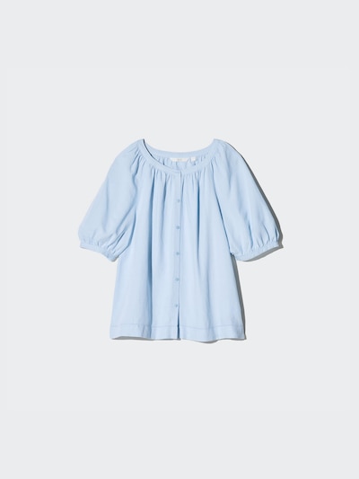 Linen Blend Volume Sleeve Blouse